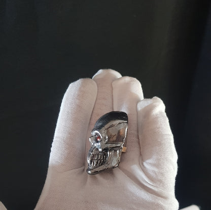 Broche Crâne Vampire Effet Métal — Accessoire Veste à Patchs & Metal